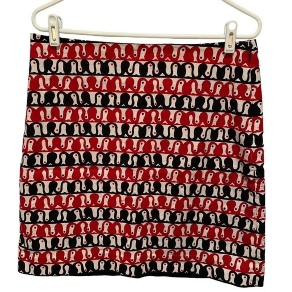 Talbots Women Abstract Desing Skirt Red and Black Artsy Size 10 Pencil Skirt